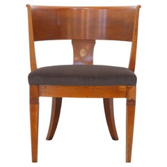 Antique Danish Round Back Oak Chair, 1920s.