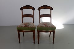 Sedie in stile Art Nouveau danese con sedute ricamate a punto croce con motivi floreali, anni '00 del Novecento. Set di 2.