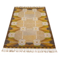 Alfombra sueca vintage de lana «Röllakan» de Ingegerd Silow, de mediados del siglo XX.