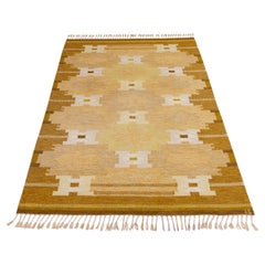 Alfombra sueca vintage de lana «Röllakan» de Ingegerd Silow, de mediados del siglo XX.