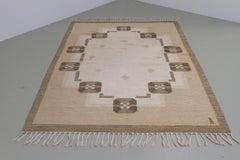 Tapis vintage suédois en laine « Röllakan » d'Anna-Johanna Ångström, milieu du XXe siècle.