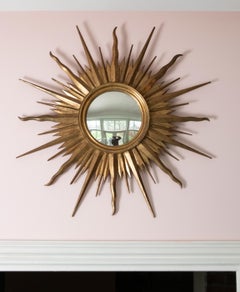 Grand miroir en bois:: milieu du 20e siècle