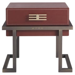 21st Century Kolkata Night Table in Metal and Leather by Etro Home Interiors