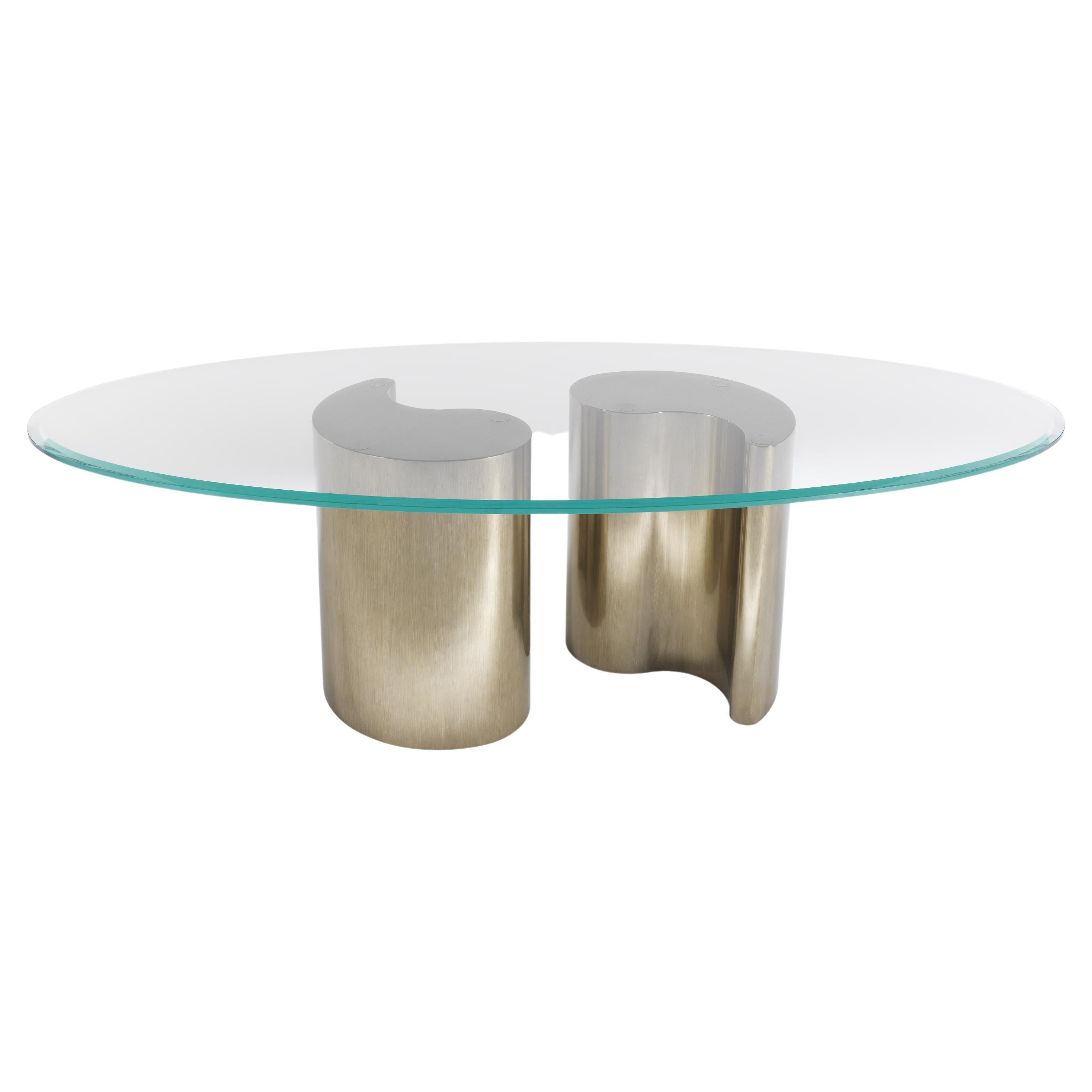 Table de salle à manger Arp du 21e siècle en verre et bois par Etro Home Interiors