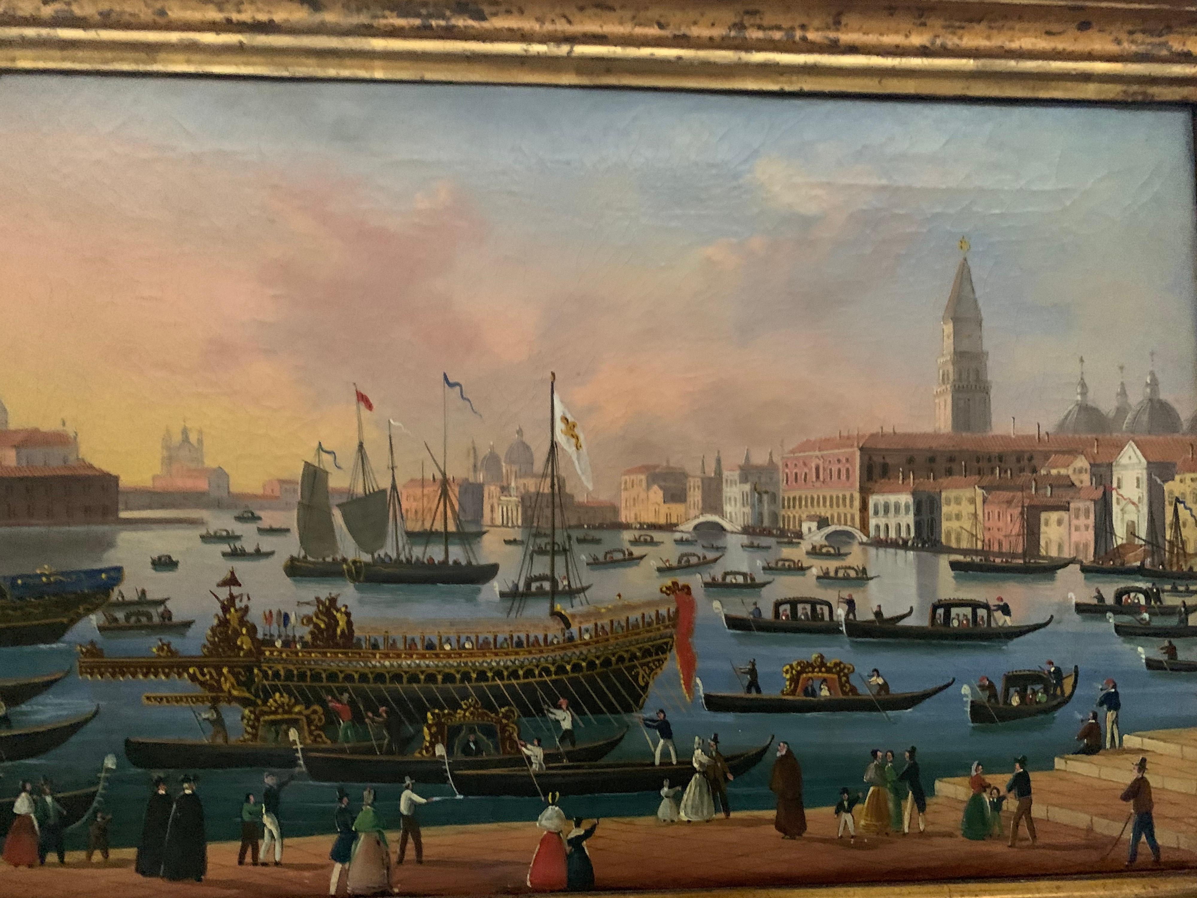 Romantic Painting of Venice 1800 Oil on Canvas