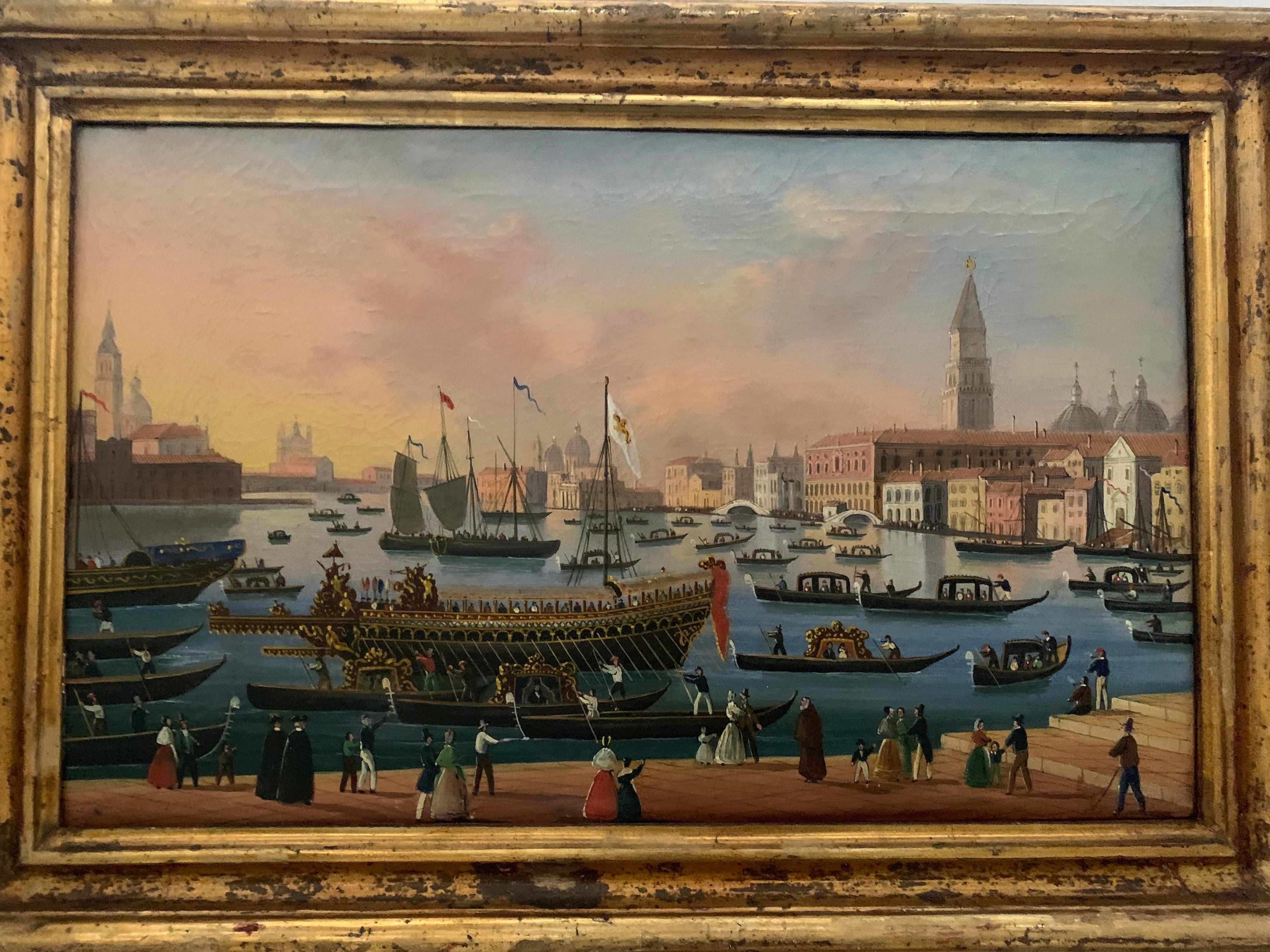 Italian Painting of Venice 1800 Oil on Canvas