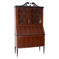 Italian high sideboard by Paolo Buffa with secretaire, label Cantù