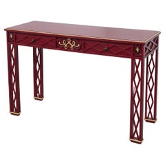 Italian Art Decò lacquered red console with gold inserts