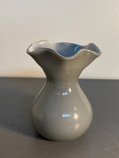 Vintage White Opaline Art Glass Vase with an Elegant Wavy Flared Rim