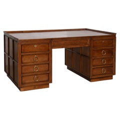 Italian coffee table designed by Emilio Lancia, featuring wood paneling and brass accents