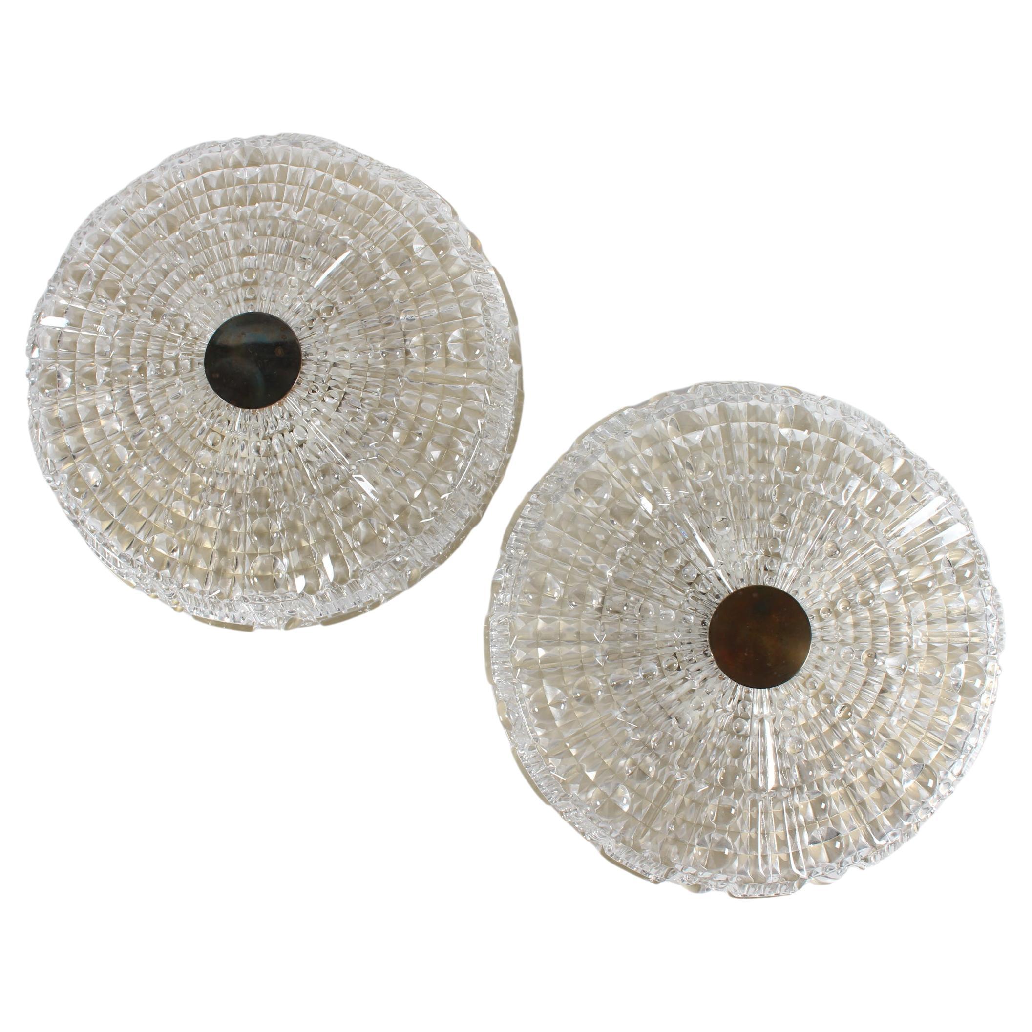 Coppia di lampade da soffitto vintage Carl Fagerlund di Orrefors Sweden, 1960