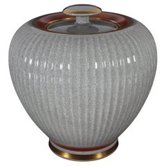 Danish Royal Copenhagen Large Porcelain Lidded Jar with Craclé-Glaze 1950s