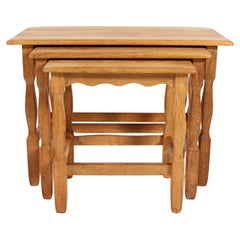 Danish Henning Kjærnulf style Set of Nesting Tables of Solid Oak, 1970s