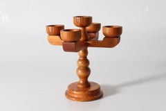 Swedish Stig Johansson Rustic 5-armed Candelabra of Pine Smålandsslöjd 1970s