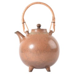 Gunnar Nylund für Rörstrand Schweden – Teekanne mit braun-grüner Glasur, Keramik, 1950er Jahre