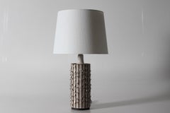 Danish Stoneware Table Lamp by Stogo, Glossy Off White Glaze, 1960s