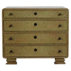 Danish Art Deco Green Dresser with 4 Drawers by Danish Skilled Carpenter 1930s
