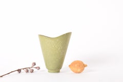 Rörstrand Sweden Vase Green Speckled Glaze, Amorphous, Carl-Harry Stålhane 1950s