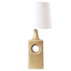 Hohe, skulpturale Keramik-Tischlampe im dänischen Modern-Stil, grün-braun, von Knabstrup, 1960er Jahre