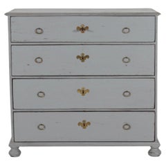 Danish Barok Chest of Drawers of Pine with Gray Paint and Patina, ca. 1800