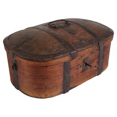Antique Soldiers Storage Chest of Pine with Iron Fittings Sweden