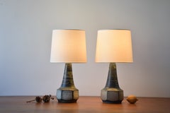 Paire de lampes de table Michael Andersen, gris-bleu, céramique danoise, années 1960
