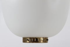 Pair of Bent Karlby Medium China Pendants Opaline Glass + Brass by Lyfa, 1960s