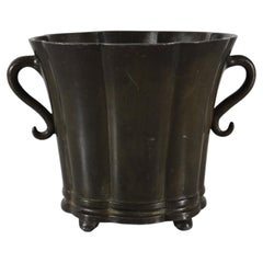 Just Andersen Art Deco Decorative Vase of Disco Metal with Brown Patina, 1930s