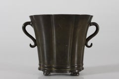 Just Andersen Art Deco Decorative Vase of Disco Metal with Brown Patina, 1930s