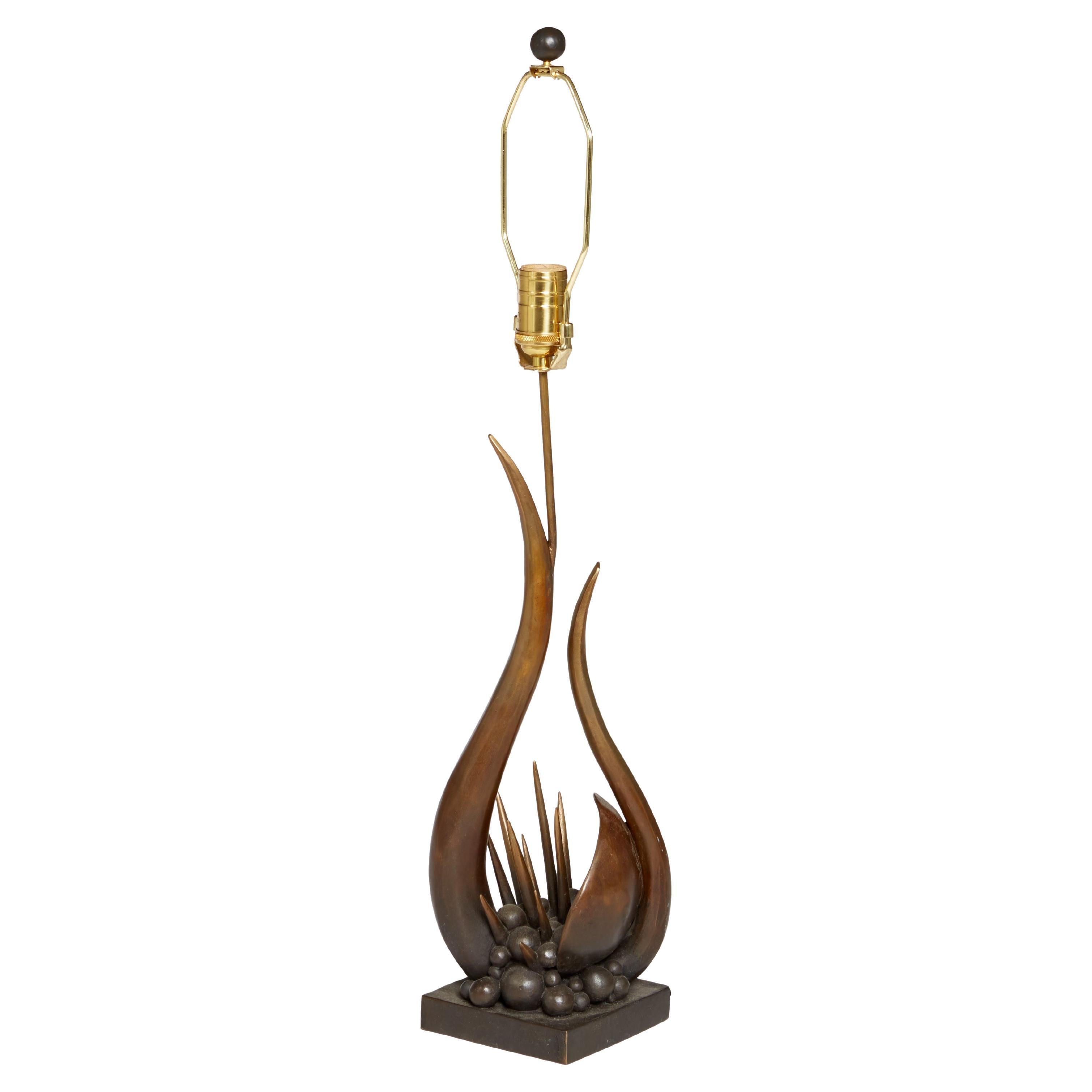 Sculpted Bronze Table Lamp, "London", by Kelly Kiefer For Sale