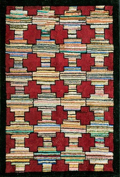 Retro American Hooked Rug 2' 2" x 3' 2"