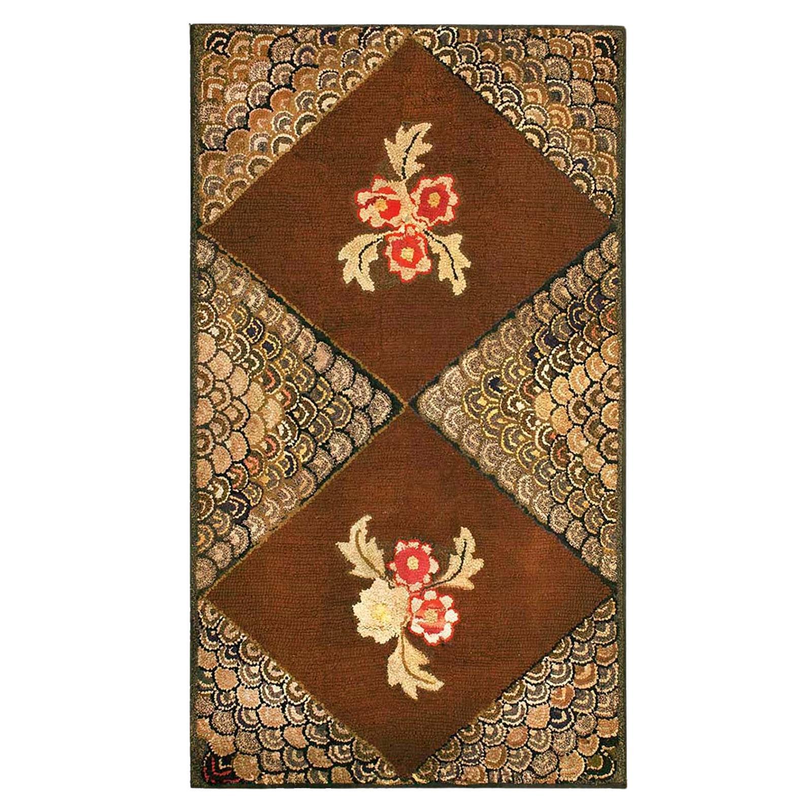 Antique American Hooked Rug 3' 0" x 5' 0"  For Sale