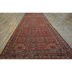 Mid 19th Century Antique Rustic Tribal Ersari Beshir Coral Gallery Rug