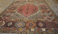 1920s Antique Medallion Tribal Jerusalem Carpet Israeli Bezalel Marbediah Rugs