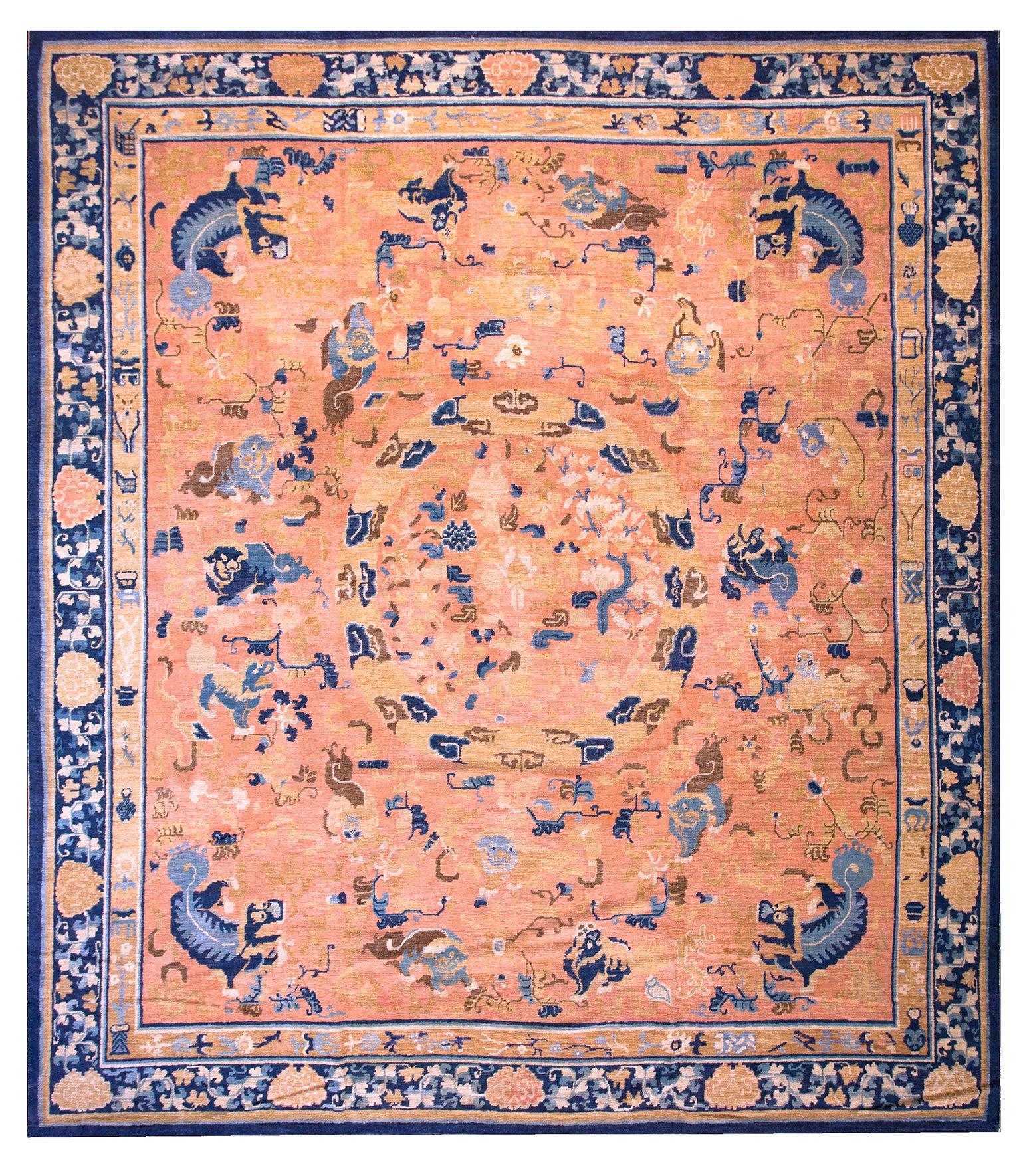 18th Century W. Chinese Ningxia Carpet ( 11'3" x 12'4" - 343 x 376 ) For Sale