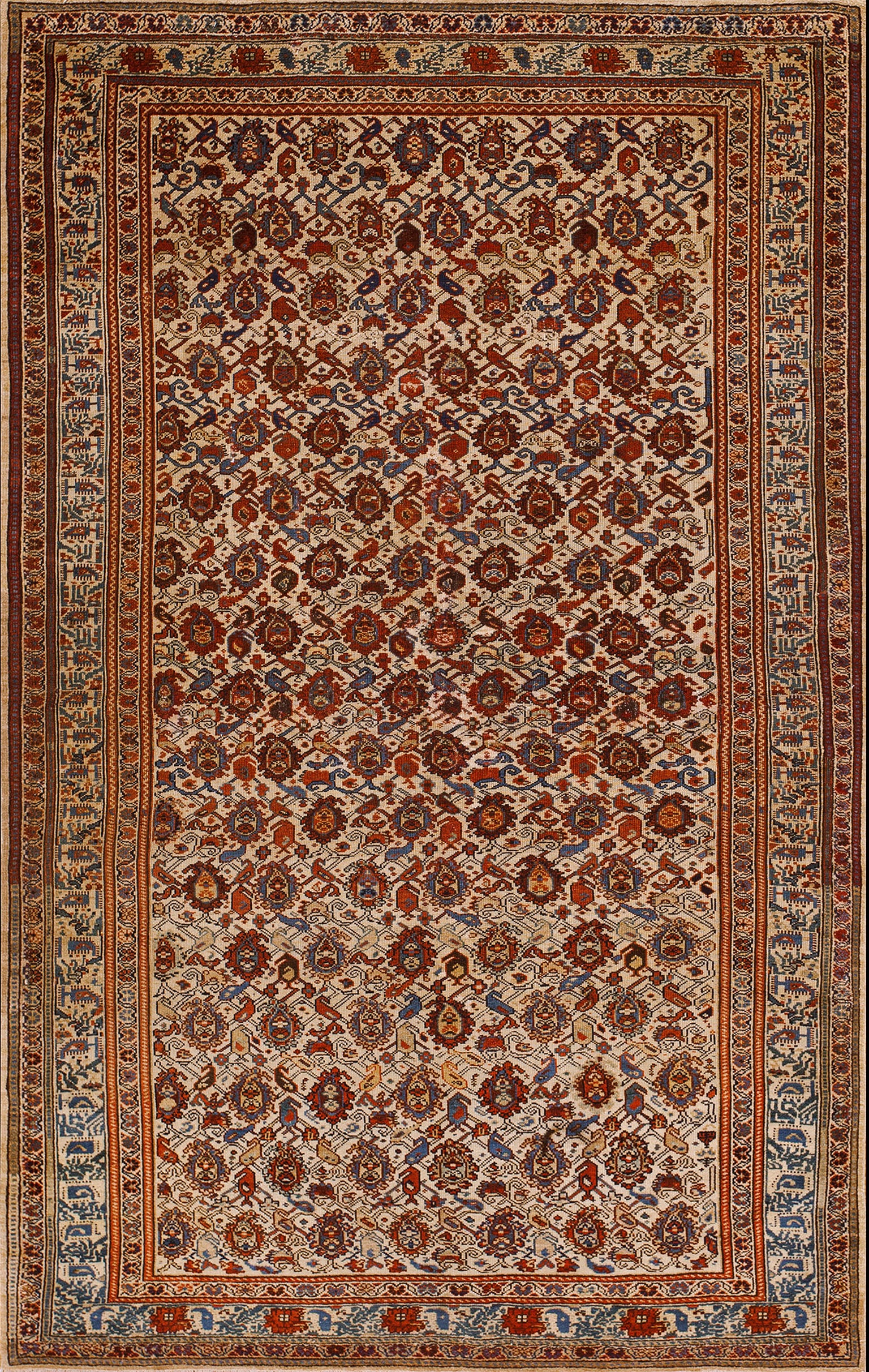 19th Century Persian Mishan Malayer Paisley Carpet ( 4'2" x 6'6" - 127 x 198 ) For Sale