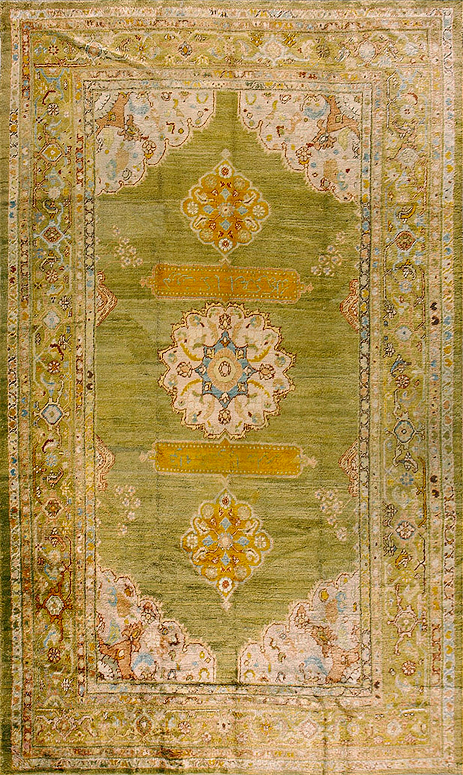 19th Century Turkish Angora Oushak Carpet ( 7'8'' x 13' - 234 x 396 ) For Sale