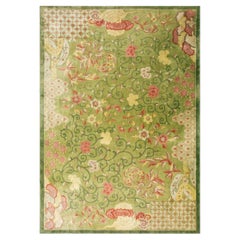 1920s Green Chinese Art Deco Carpet by Nichols Atelier 11'10"x17'2" Knotted Rug