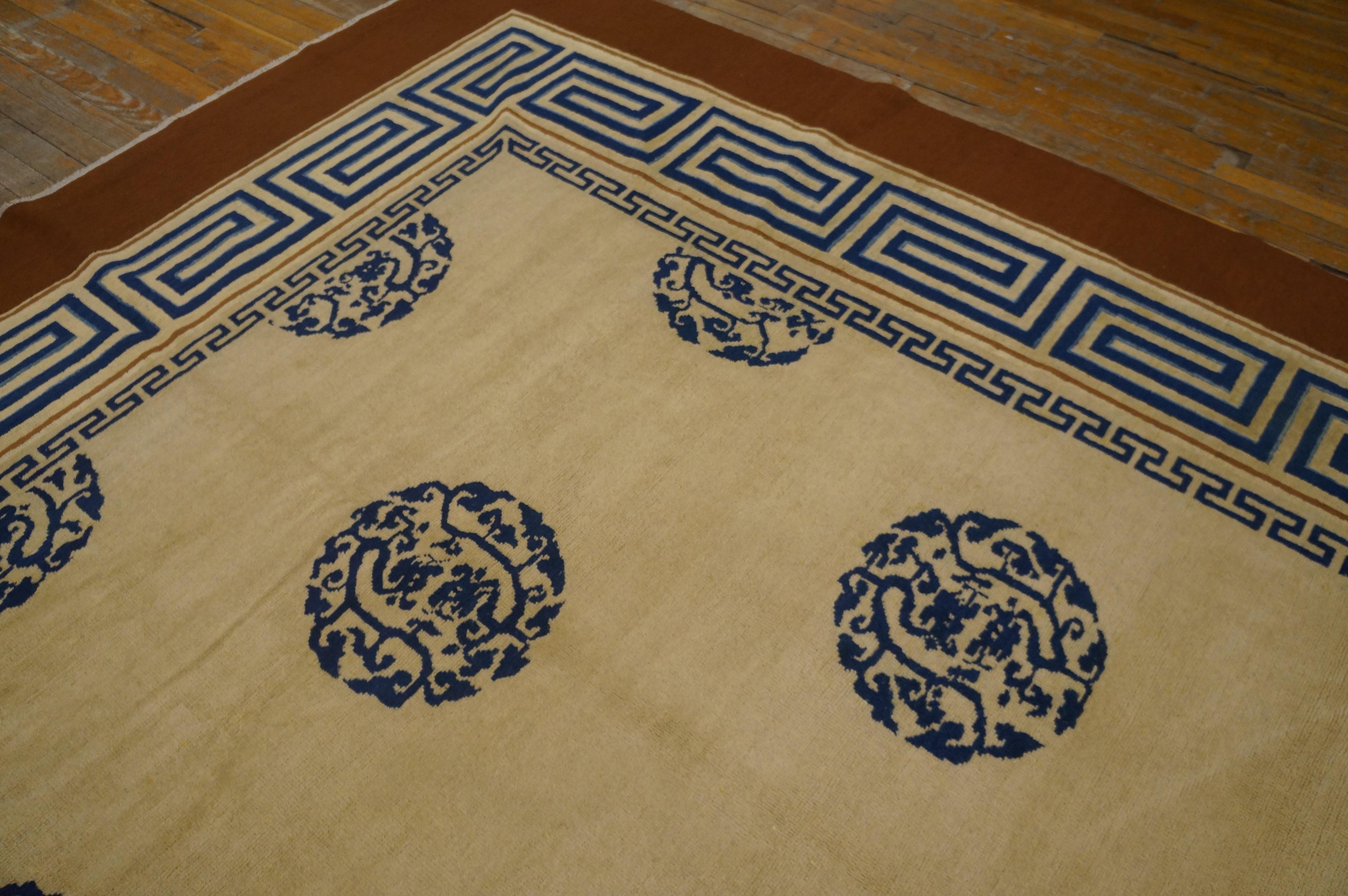 Tapis chinois de Pékin du 19ème siècle dans le style Kangxi ( 8' x 13' 6