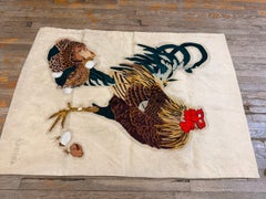 1930s Small Ivory Medallion Handmade Continental Antique Tapestry Textiles Art