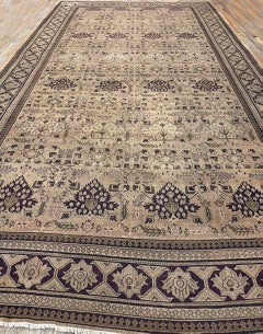 1900s Camel Field Geometric Antique Amritsar Indian Knotted Wool Oversized Rug