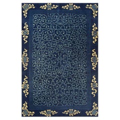 1920s Traditional Geometric Cloud Bands Patterns Antique Chinese Peking Wool Rug