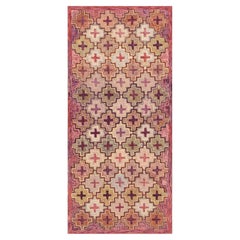 1880s Multicolor Field Cross Folk Art Antique American Knotted Wool Hooked Rug
