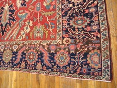 1900s Red Antique Tribal Geometric Allover Design Heriz Serapi Room Size Rug