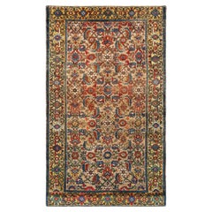 Tappeto antico in lana annodata degli anni '20, stile "Camel Field", con motivi Mahi, Herati, Paisley e Malayer