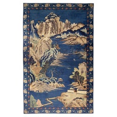 Alfombra china antigua de lana de los años 20, de gran tamaño, con motivos paisajísticos de Pekín