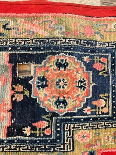 1930s Bllue Medallion Traditional Antique Chinese Horse Cover Tibetan Rug