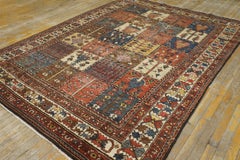 1920s Multicolor Garden Geometric Antique Bakhtiari Carpet Knotted Wool Rug Rug