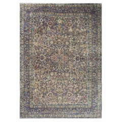 1840s Multicolor Traditional Antique Classical Motifs Kerman Knotted Wool Rug