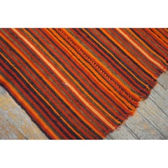 1950s Red Stripe Modern Vintage Mid Century Turkish Decorative Kilim Rug